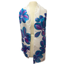 Load image into Gallery viewer, White and Blue Silk Scarf
