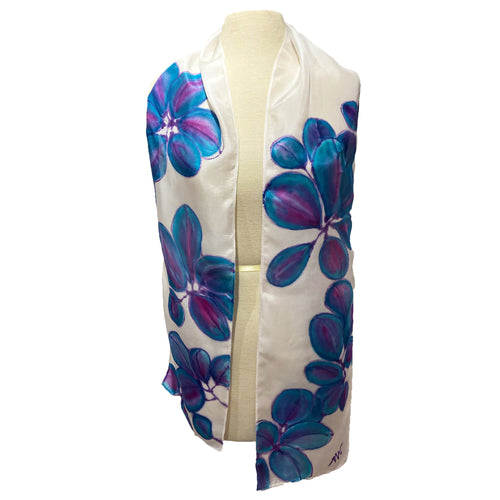 White and Blue Silk Scarf